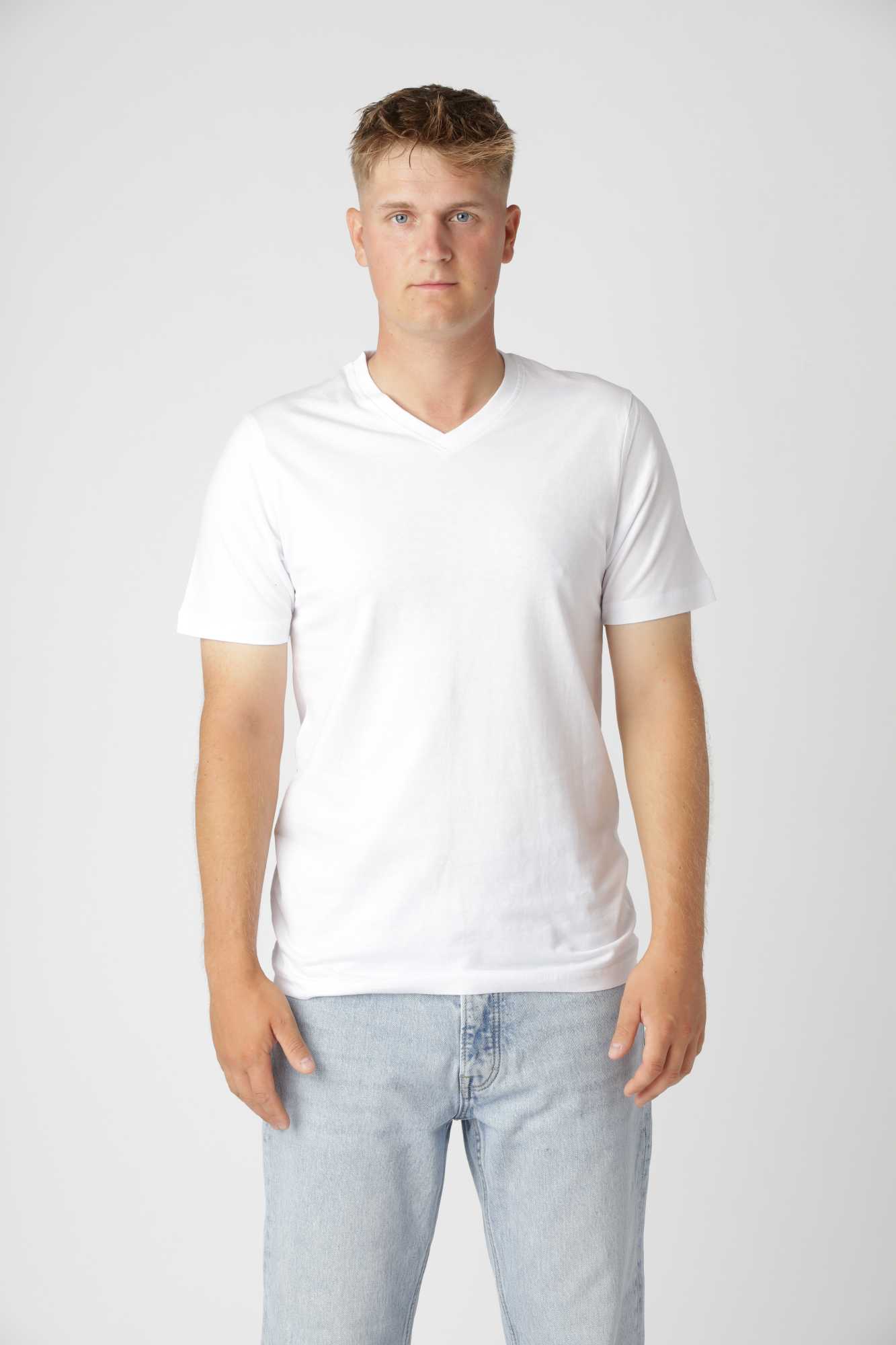 Classic V-hals T-shirt, Hvid