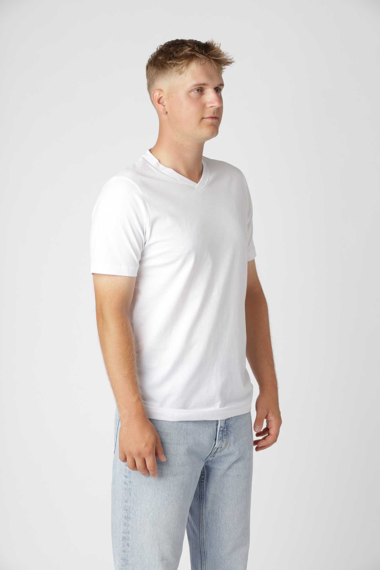 Classic V-hals T-shirt, Hvid
