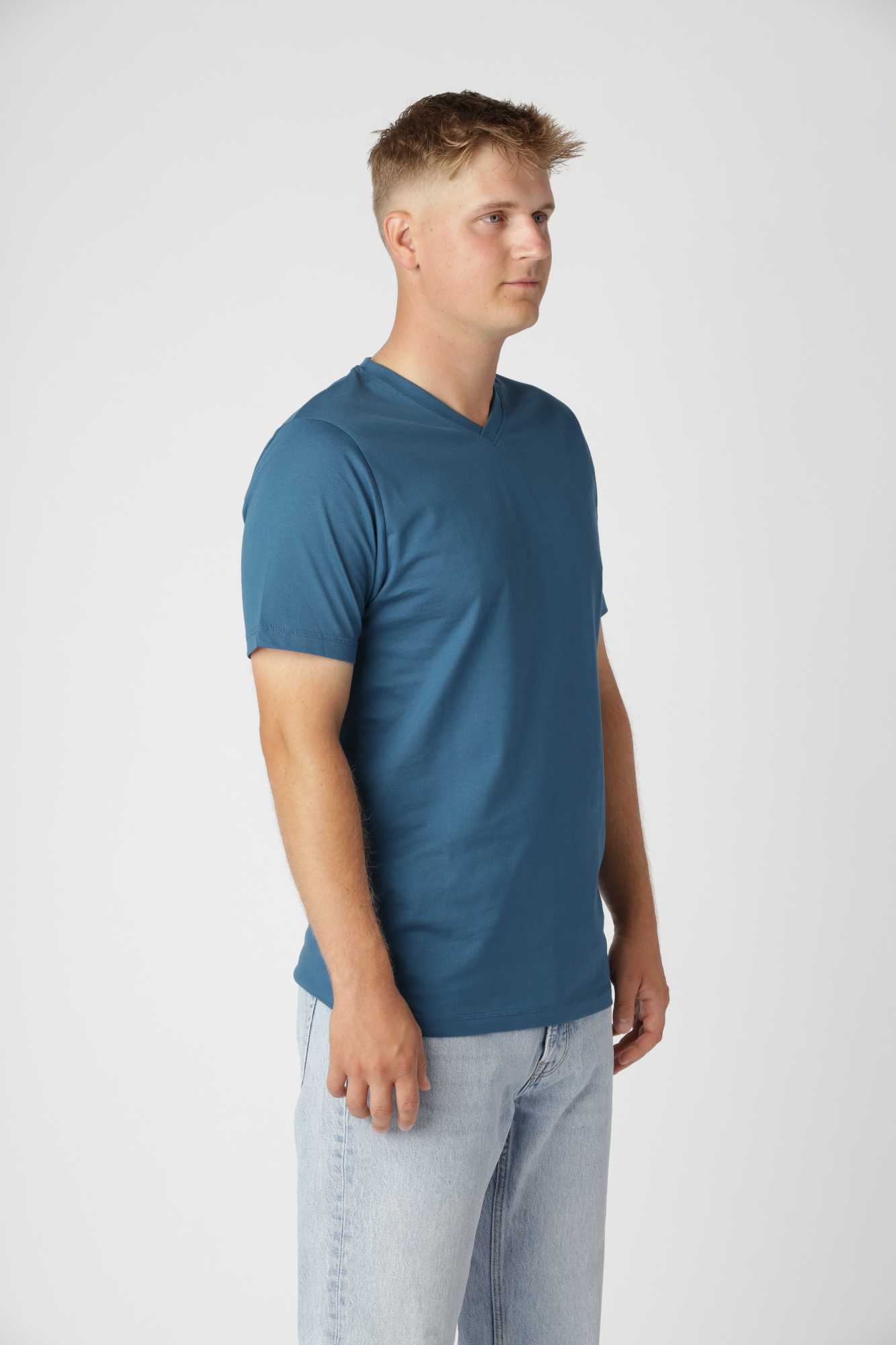 Classic V-hals T-shirt, Petroleum