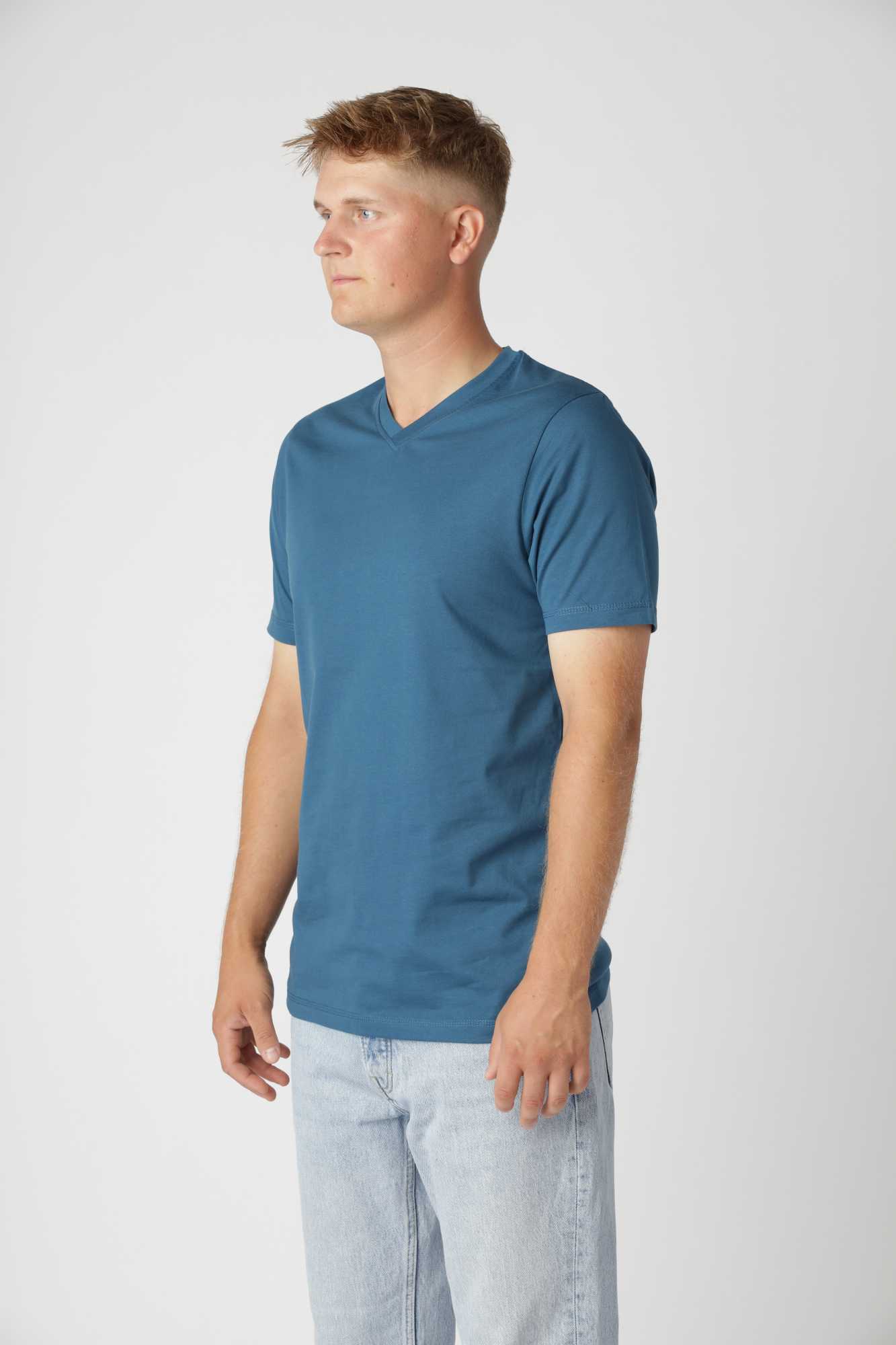 Classic V-hals T-shirt, Petroleum