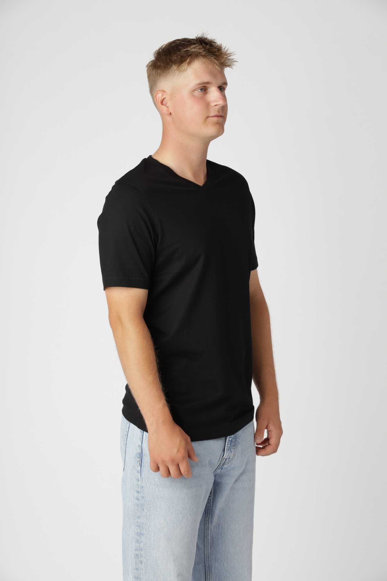 Classic V-hals T-shirt, Sort