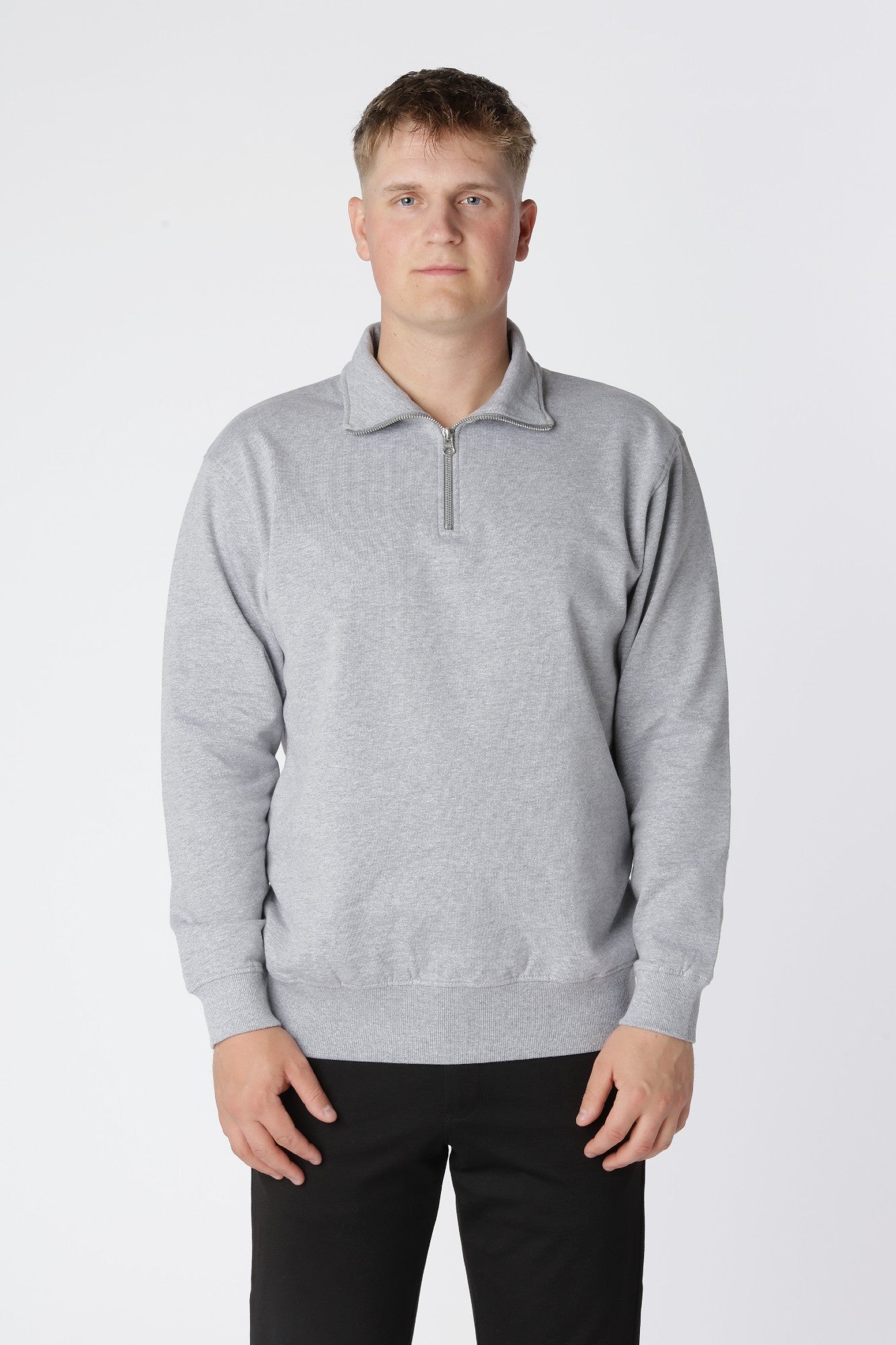 Essential Half Zip, Oxford Grå
