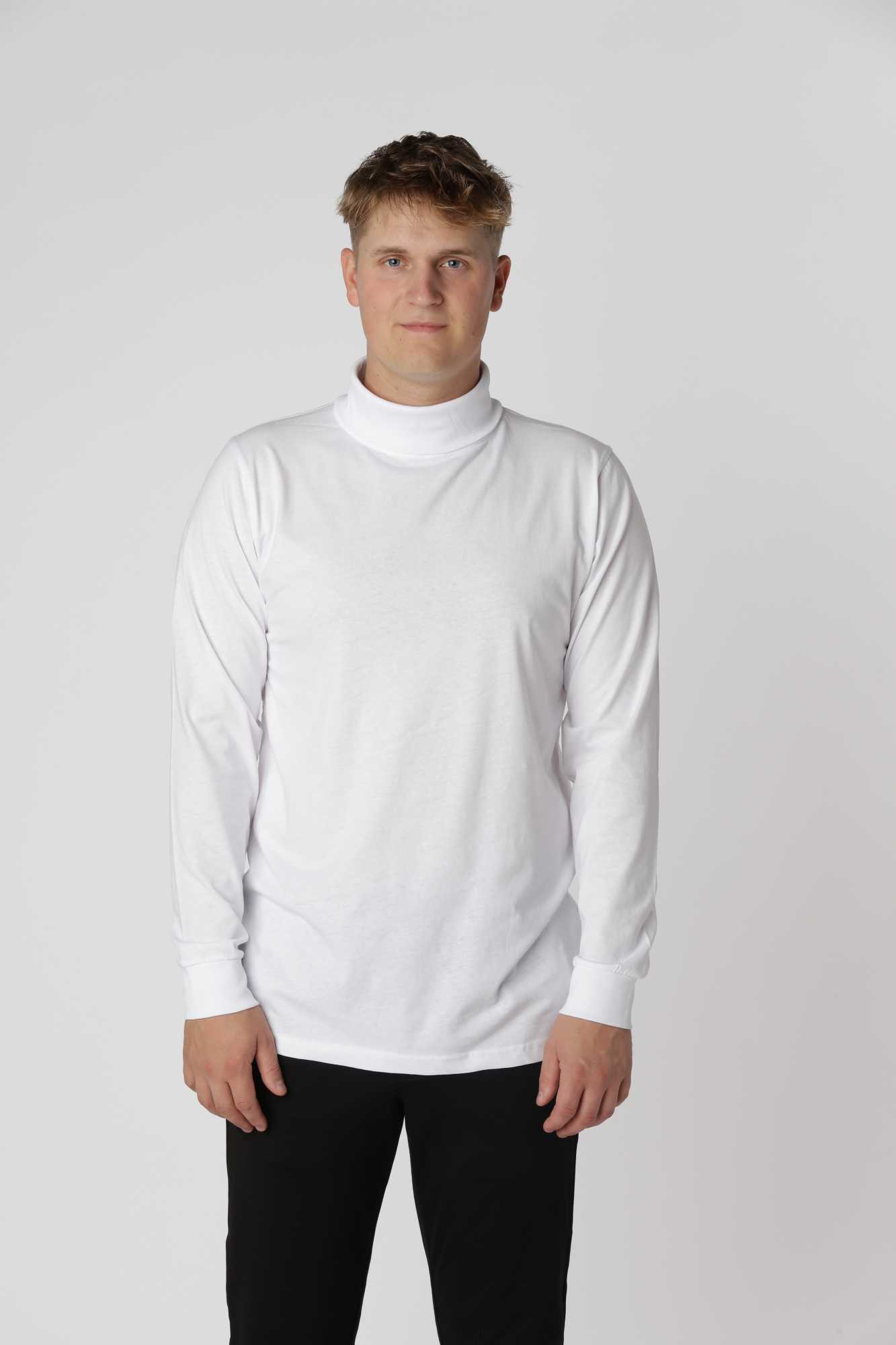Hvid Turtleneck T-shirt i blød bomuldsblanding med behagelig pasform til hverdag og formelle outfits.