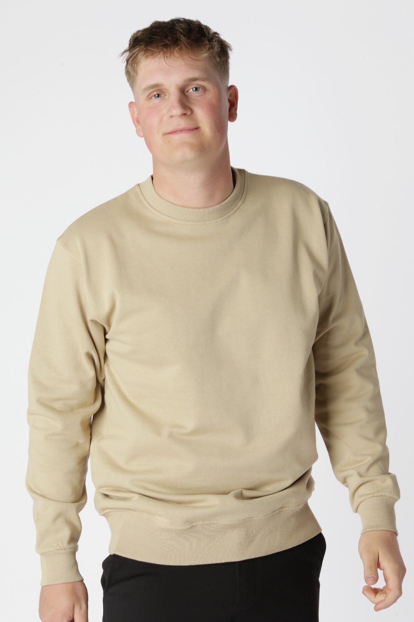 Essential sweatshirt i farven Sand med lys, naturlig tone til minimalistisk styling