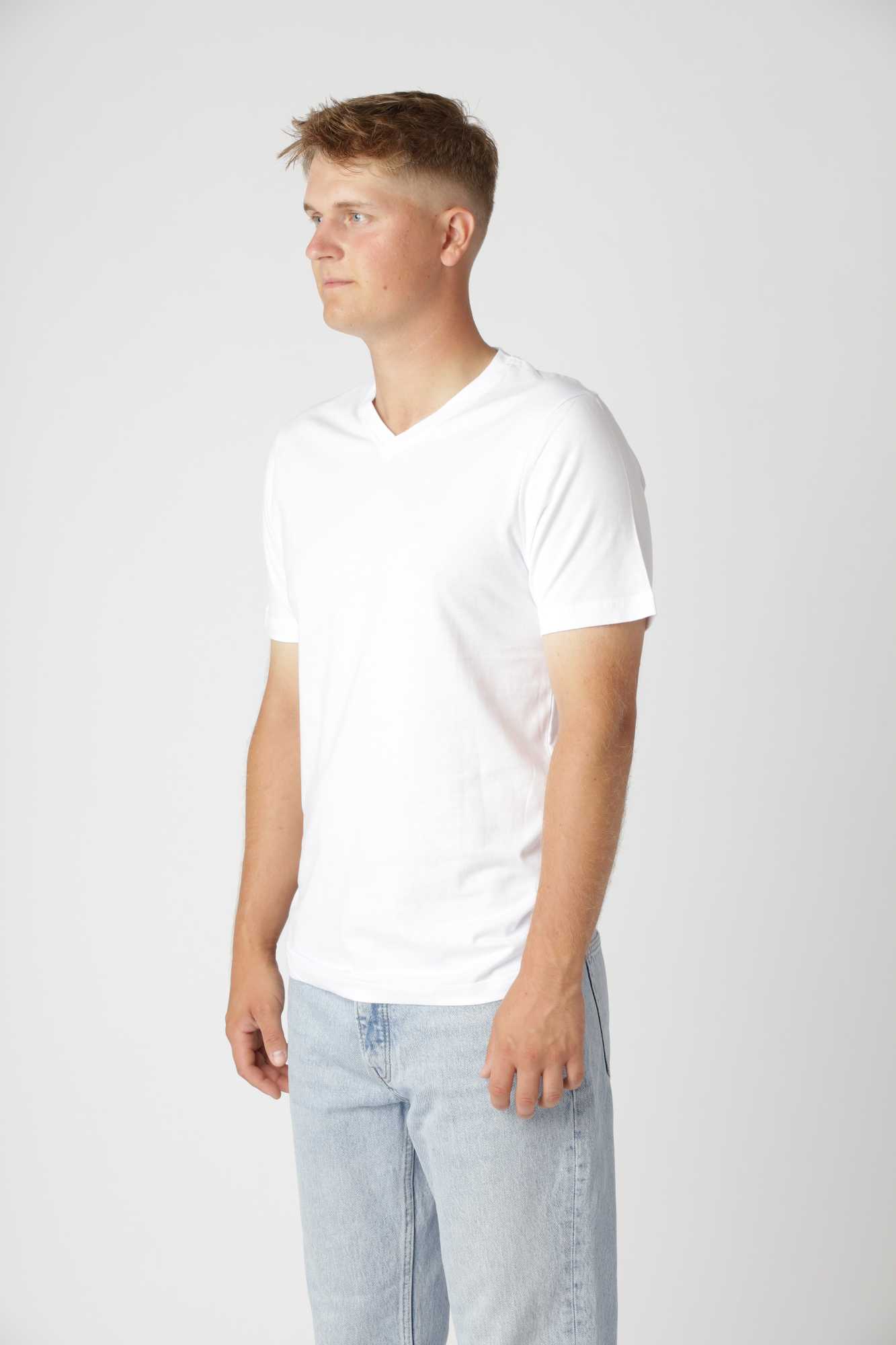 Classic V-hals T-shirt, Hvid