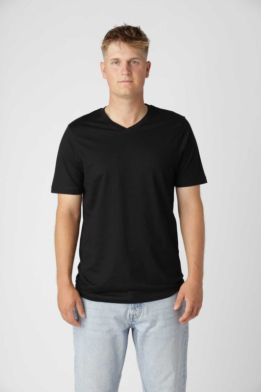 Classic V-hals T-shirt, Sort
