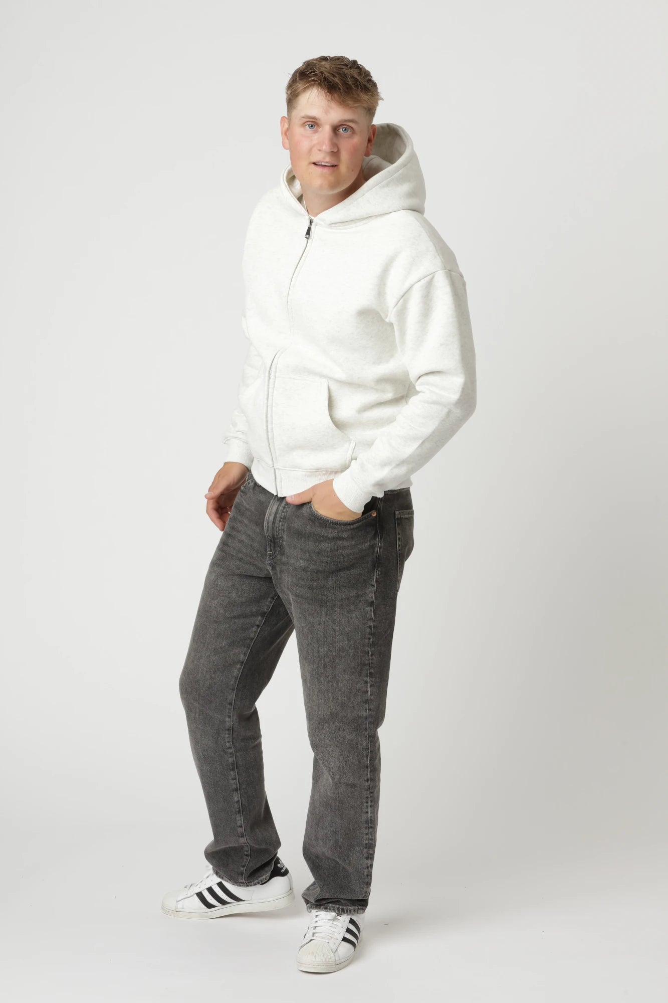 Premium Zipup Hoodie, Grå