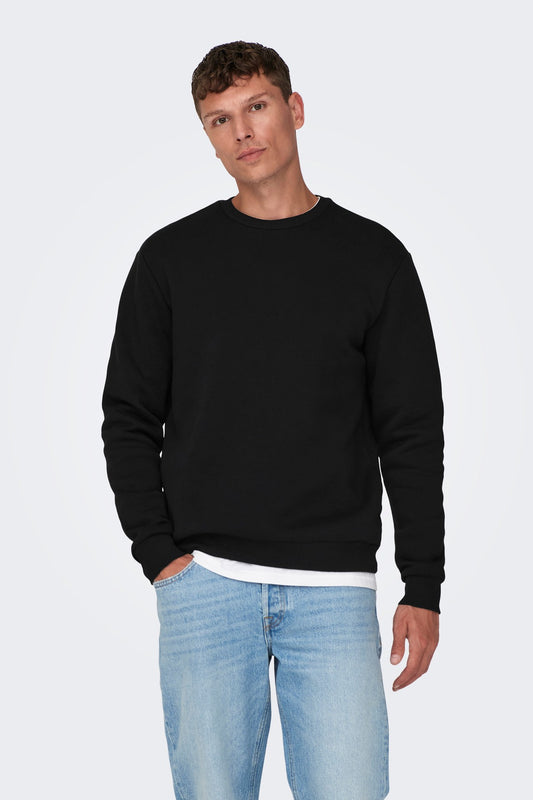 Sort Onsceres crew neck sweatshirt i regular fit med rund hals og ribkanter for klassisk pasform.