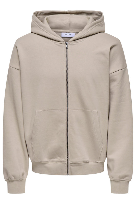 Beige Turner zip-up hoodie i lys beige, nem at kombinere med jeans, chinos eller sweatpants.